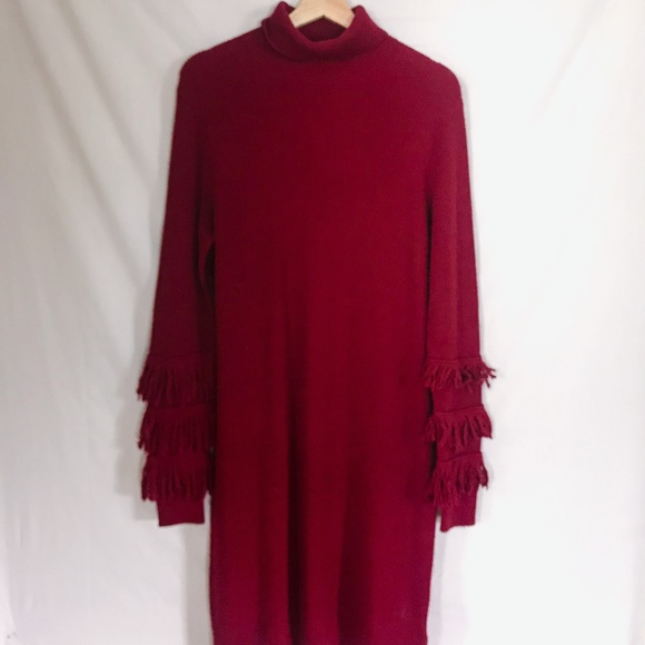 Michael Kors Dresses & Skirts - michael kors // red fringe sweater dress
